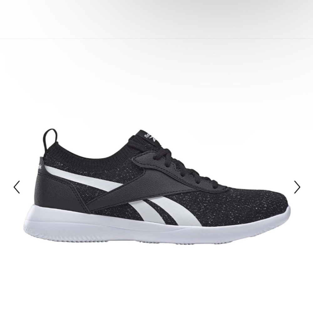 Reebok Women's Black and White Low-Profile Knit Trainer